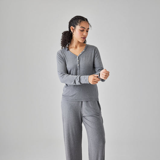 Cooling Henley Lounge Shirt - Soft Temperature Regulating Top