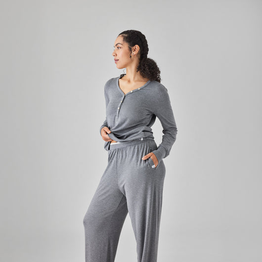 Cooling Henley Lounge Shirt - Soft Temperature Regulating Top